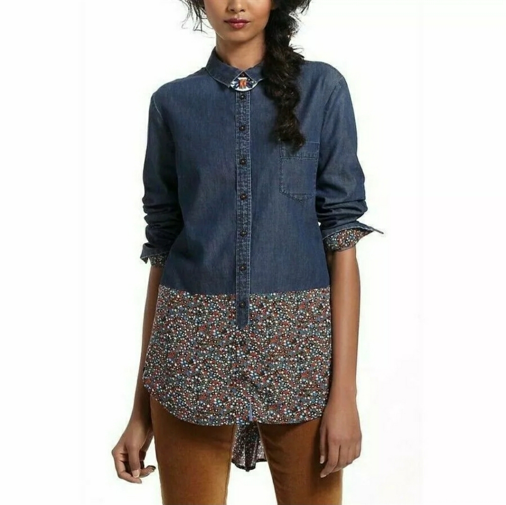 Antroplogie Denim Chiffon Shirt